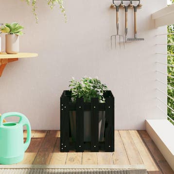 vidaXL Plantenbak met hekontwerp 40x40x40 cm massief, Tuin en Terras, Verzenden, Minder dan 60 cm, Nieuw, Hout