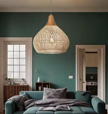 Vintage Boho Rotan Hanglamp – Handgeweven E27 Lamp, Huis en Inrichting, Lampen | Hanglampen, Verzenden, Nieuw