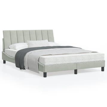 vidaXL Bed met matras Hanko fluweel lichtgrijs 120x200 cm, Verzenden, Nieuw, Twijfelaar, 120 cm