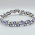 Armband - 18 karaat Witgoud - 7.76ct. tw. Tanzaniet -, Nieuw