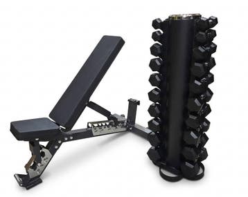 110 kg hexa Dumbbells + Torenrek + Pro Trainingsbank, Sport en Fitness, Verzenden, Nieuw, Benen, Dumbbell