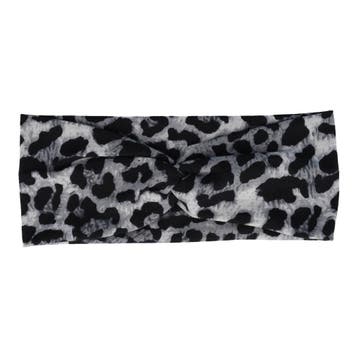 Haarband Twist 9cm – Panterprint – Jersey Stof – Grijs Zwart, Nieuw
