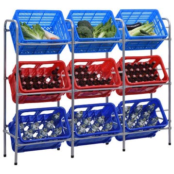 vidaXL Opbergrek voor 9 kratten 145x33x116 staal, Verzenden, Nieuw