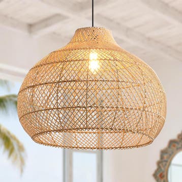 Hanglamp eetkamer - Rotan - Woonkamer - Slaapkamer - Bruin -, Verzenden, Zo goed als nieuw