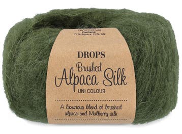 DROPS Brushed Alpaca Silk Uni Colour - 32 mosgroen - Wol G, Ophalen of Verzenden, Nieuw