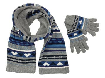 Winterset 2-delig - Hartjes - Grijs-Blauw, Verzenden, Nieuw