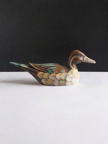 Lokeend - Période 1950-1970, peint main, sculpture 27 cm,, Antiek en Kunst, Curiosa en Brocante