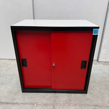 Metalen schuifdeurkast zwart-rood - 75x75x45 cm, Huis en Inrichting, Ophalen of Verzenden, Nieuw