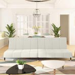 vidaXL Slaapbank 2-zits fluweel crèmekleurig, Verzenden, Nieuw, Tweepersoons, Stof