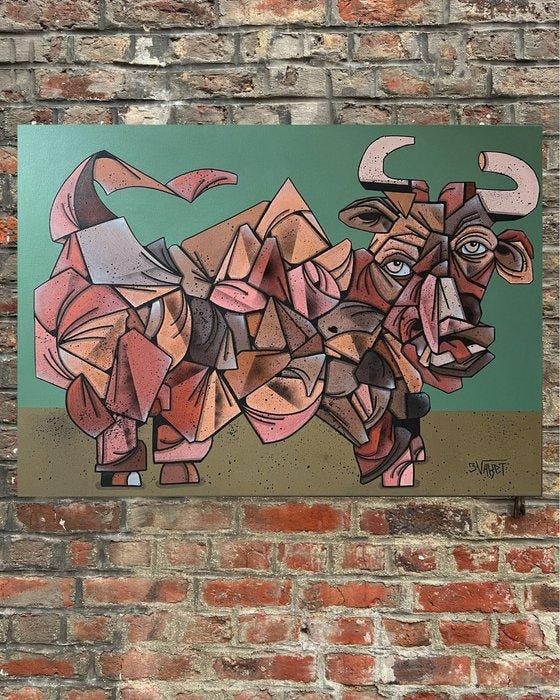 Aket Kubic (1989) - Les cornes de la force, 2026, Antiek en Kunst, Kunst | Schilderijen | Modern