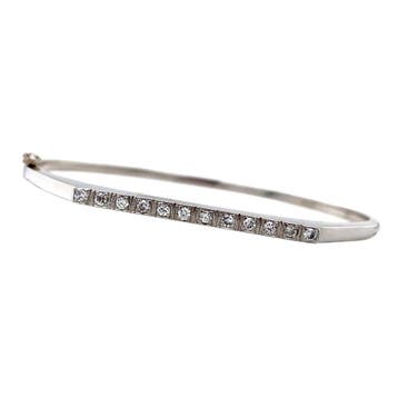 Witgouden bangle met diamant 14 karaat, Verzenden, Zo goed als nieuw, Goud