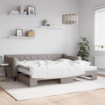 vidaXL Slaapbank met onderschuifbed en matrassen 90x200 cm, Huis en Inrichting, Slaapkamer | Bedden, 90 cm, Eenpersoons, Verzenden