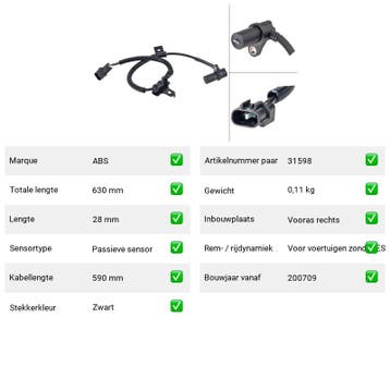 ABS-sensor Kia Picanto 1.1 (SA) Van 2004-04 tot 2011-09 - AB, Verzenden, Nieuw, Kia