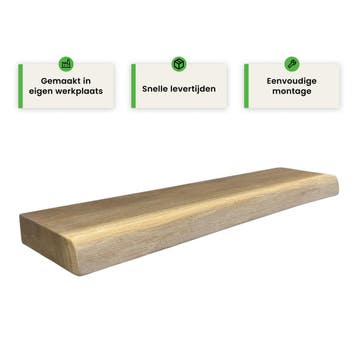 Houten wandplank  - Transparant/mat -  Groot - 4cm dik eiken, Verzenden, Nieuw