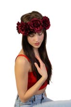 Grote Rozenkrans Rozen Donkerrood Bloemenkrans Haar Bloemen, Ophalen of Verzenden, Nieuw, Carnaval, Accessoires