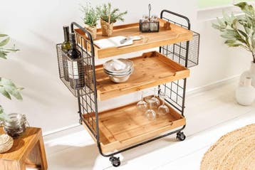 Massief houten serveerwagen SEVEN SEAS 80cm natuurlijke, Ophalen of Verzenden, Nieuw