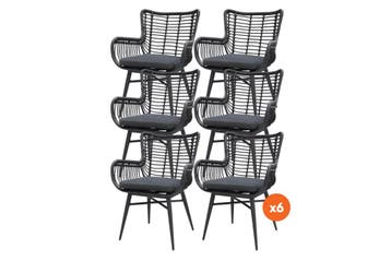 VDG Set van 6 - Jasmine dining tuinstoel - Black, Tuin en Terras, Verzenden, Nieuw, Overige materialen