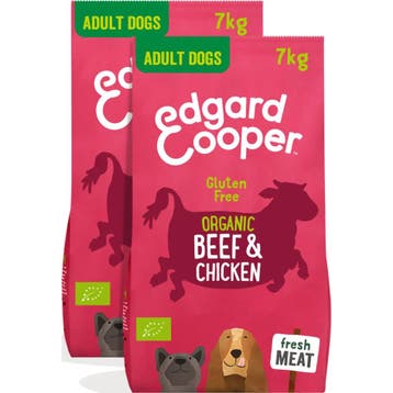 2x Edgard&Cooper Hondenvoer Bio Rund - Bio Kip 7 kg, Dieren en Toebehoren, Verzenden, Hond