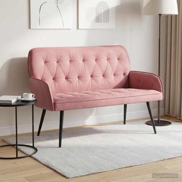 vidaXL Tweezitsbank met metalen poten 2-zits Roze fluweel, Huis en Inrichting, Verzenden, Minder dan 150 cm, Stof, Nieuw