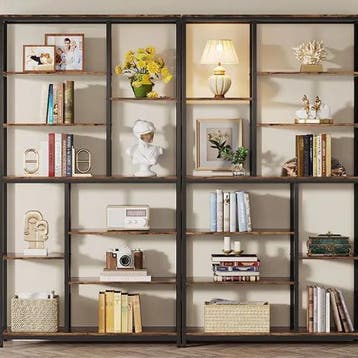 Industriële Boekenkast – 8 Open Planken van Hout en Metaal, Verzenden, Nieuw