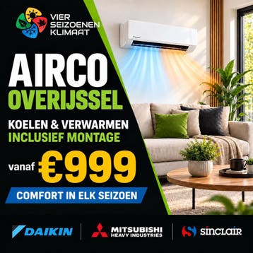 Airco Overijssel vanaf €999 | Montage, koelen & verwarmen, Nieuw, Verwarmen, Afstandsbediening