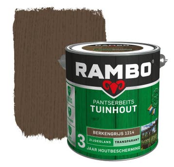 Rambo Pantserbeits Tuinhout Zijdeglans Berkengrijs 2.5L, Verzenden, Nieuw, Beits, Grijs