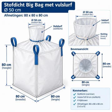 Big Bags diverse maten | Gecoat | Liner | Skirt | Vulslurf, Ophalen of Verzenden, Nieuw