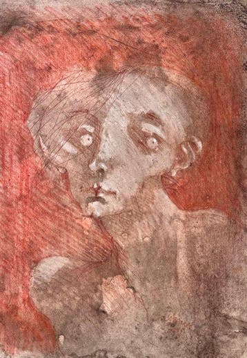 Robert Detheux (1932-2010) - Portrait surréaliste Rouge -
