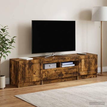 vidaXL LED tv-meubel UTRECHT 3 st Gerookt eiken Bewerkt hout, Minder dan 50 cm, Verzenden, Nieuw, Minder dan 100 cm