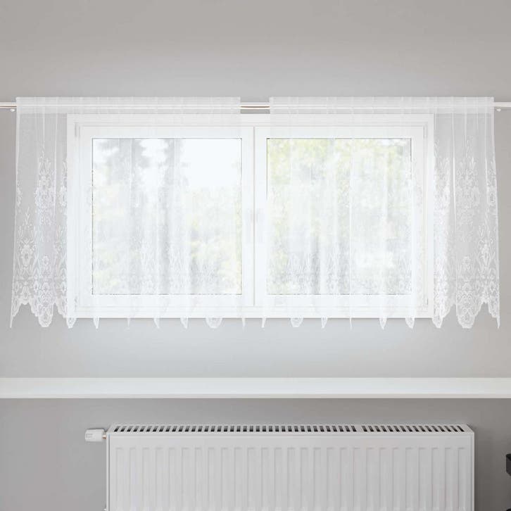 vidaXL Kantgordijn Wit 100 x 200 cm Polyester, Huis en Inrichting, Stoffering | Gordijnen en Lamellen, Wit, Nieuw, Verzenden