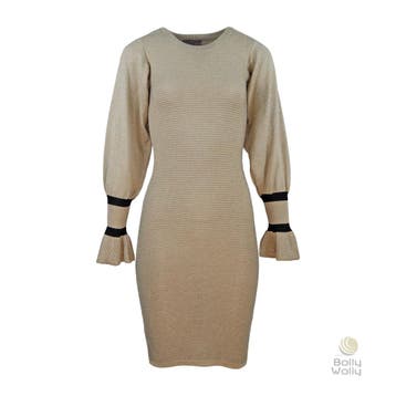 Ibana • aansluitende beige jurk Hazy • 36, Kleding | Dames, Verzenden, Beige, Nieuw, Maat 36 (S)
