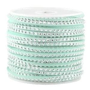 1 meter imitatie Suède leer 3mm met strass zilver Lucite..., Ophalen of Verzenden, Nieuw, Draad