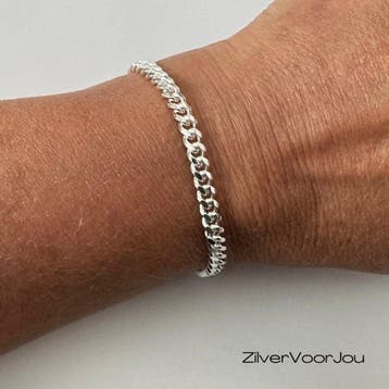 925 zilveren ronde gourmet schakel armband 5.5 mm, Sieraden, Tassen en Uiterlijk, Verzenden, Nieuw, Zilver