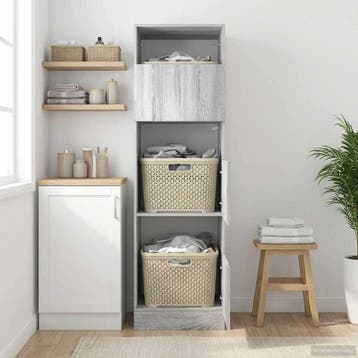 vidaXL Wasmeubel met opslag Grijs Sonoma 50 x 68 x 162 cm, Verzenden, Nieuw