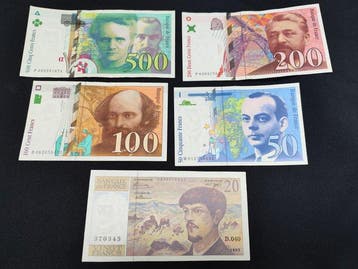 Frankrijk. - 5 Banknotes - Various Dates (Zonder, Postzegels en Munten, Bankbiljetten | Europa | Niet-Eurobiljetten
