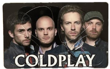 Coldplay - Pikcard met 4 plectrums officiële merchandise, Verzamelen, Muziek, Artiesten en Beroemdheden, Ophalen of Verzenden