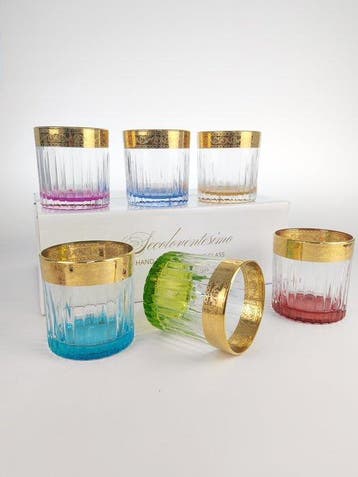 SECOLOVENTESIMO - Drinkservies (6) - Geen loodkristal., Antiek en Kunst, Antiek | Meubels | Tafels