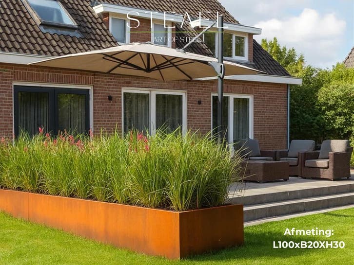 Cortenstaal keerwanden - borderranden - STEAEL, Tuin en Terras, Bloembakken en Plantenbakken, 30 tot 60 cm, 60 tot 100 cm, Binnen