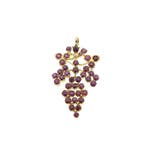 Gouden druiventros hanger met robijn (Hanger of bedel), Ophalen of Verzenden, Gebruikt, Goud, Overige merken