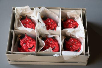 Kerstballen Glaswerkstätten Lauscha: krampus/duivel (6) -, Diversen, Nieuw