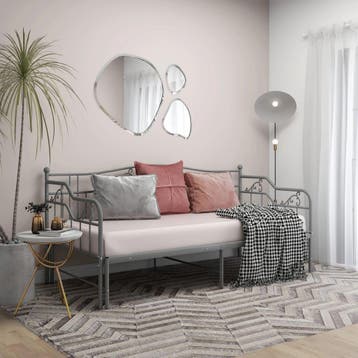 vidaXL Slaapbank uittrekbaar metaal grijs 90x200 cm, 90 cm, Eenpersoons, Verzenden, Nieuw