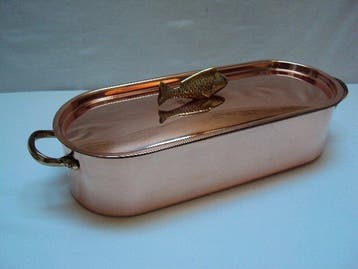 Magnifique Poissonnière cuivre et inox - Serveerset voor vis, Antiek en Kunst