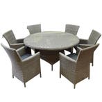 Capri Riccione dining tuinset 150 cm rond 7-delig grijs, Ophalen of Verzenden, Nieuw, Wicker