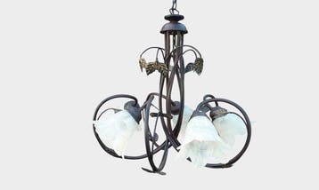 Hangende plafondlamp - IJzer, Koper - Jugendstil