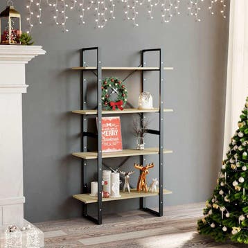 vidaXL Boekenkast met 4 schappen 80x30x140 cm spaanplaat, Huis en Inrichting, Kasten | Boekenkasten, Verzenden, 100 tot 150 cm