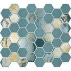 Wand Mozaïek Tegels Factory Hexagon Keramiek Turquoise -..., Doe-het-zelf en Verbouw, Tegels, Nieuw, Ophalen of Verzenden, 20 tot 40 cm