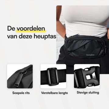 GearGlow® Heuptas - Unisex - Waterdicht - Zwart - Ook, Ophalen of Verzenden, Nieuw