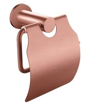 Toiletrolhouder met klep geborsteld koper, Ophalen of Verzenden, Nieuw, Koper, Bad