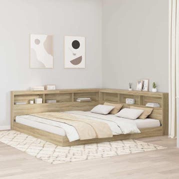 vidaXL Boekenkast Bed met plank Sonoma eiken 180 x 200 cm, Huis en Inrichting, Verzenden, Nieuw, Bruin, Hout