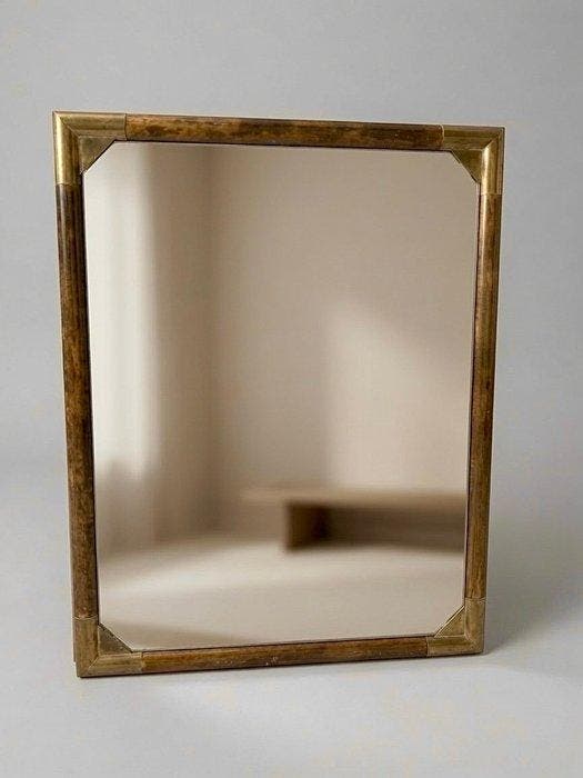 Spiegel- Messing- en schildpadstijl - Messing, Glas, Antiek en Kunst, Kunst | Designobjecten